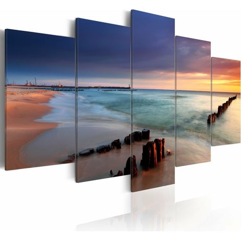 Tableau cocher du soleil au bord de la mer - 200 x 100 cm (1/4)