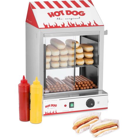 Vitrina térmica para 200 perritos calientes, 50 panecillos, 2000 W, Royal Catering rchw 2000