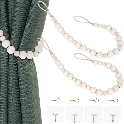 Rideaux de perles en bois pour la décoration murale à la maison ou pendant les fêtes (bois) (1/5)