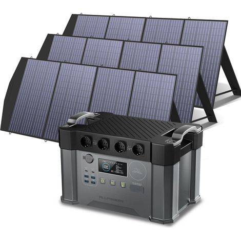 ALLPOWERS S2000 Pro Tragbares Powerstation mit 3x 200W Faltbares Solarpanel, 1451Wh 2400W (4000W Spitzenwert) Power Station AKKU Solargenerator Mobiler Stromspeicher für Home Notfall Camping RV Reise
