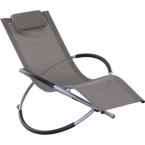 Chaise à bascule design moderne pour intérieur et extérieur textilène 154x80x84cm gris (1/5)