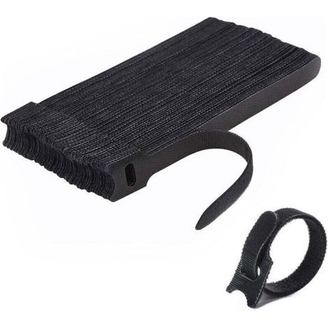 Attache Cable[50 Pcs], Sangles Sangles Câble, Réutilisables Serre Cable, Organisateur Rangement Cable, pour Attacher Les Câbles, Gaines, Fils PC, Fils Électriques etc(Noir) (1/4)