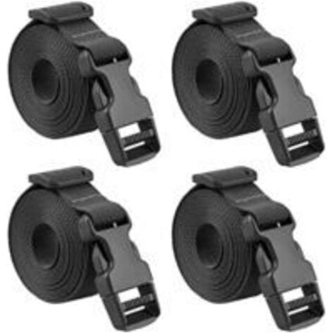 Sangle à Boucle 25 mm Sangle à Cliquet 4 Pièces Courroie Serrage Plastique Sangle d'Arrimage pour Emballage Valise Déménagement Bagage (Noir ) (1/5)