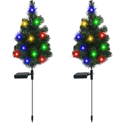 Lampe solaire de jardin à piquer au sol, résistante à l'eau, pour sapin de Noël et décoration extérieure de jardin ou de cour. Idéale pour les fêtes. (1/5)