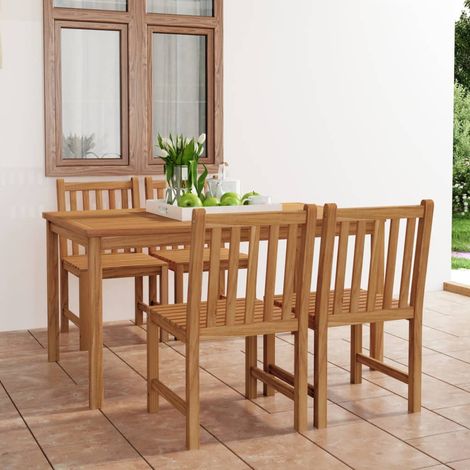Ensemble de salle à manger de jardin 5 pcs Ensemble table et chaises Bois de teck solide 56100 (1/5)