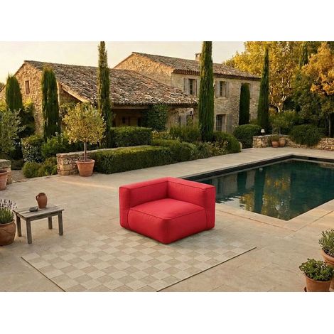 BOBOCHIC - Angle pour canapé de jardin modulable GIULIA avec bâche de protection Rouge (1/5)