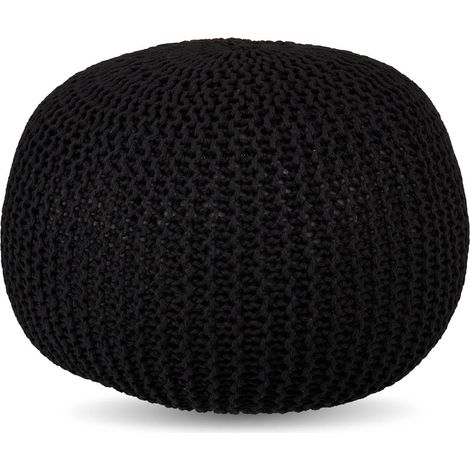 Puf de punto redondo, diseño bohemio, relleno de poliestireno
