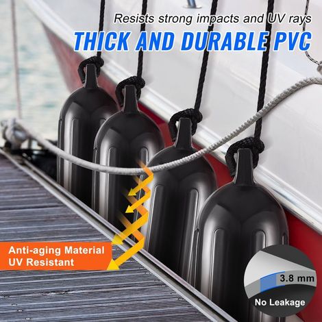 4-teiliges aufblasbares PVC-Bootsfenderset 14 x 50 (1/5)