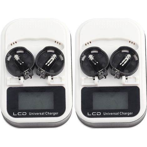 Eosnow 2-teiliges Ladegerät, wiederaufladbar, LCD-Display für LIR2016, LIR2025, LIR2032, Knopf-Lithium-Batterie