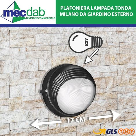 Plafoniera Lampada Tonda Mod. Milano Da Giardino Esterno 19,2X17,7 Cm (1/2)