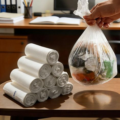 300 x 30 x 35 cm Mini Transparent Garbage Bags, 2-3L Small Table Bin Bags, Waterproof and Leak-Proof Office Bin Liners, for Kitchen, Living Room, Bathrooms, Car (1/5)