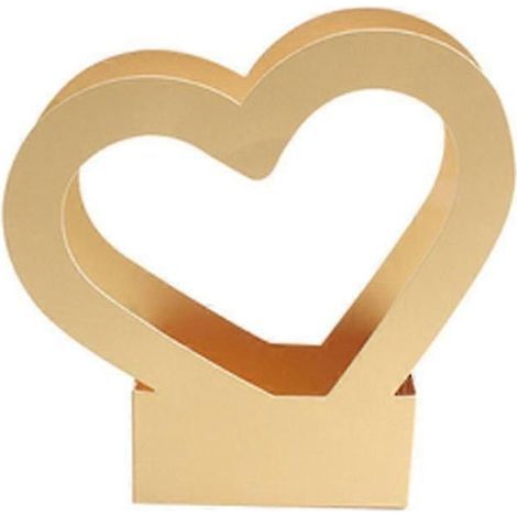 Herzförmige, hohle Blumenverpackungsbox – Dekorativer und eleganter DIY-Blumenkorb – Weihnachtsartikel – Gold (1/5)