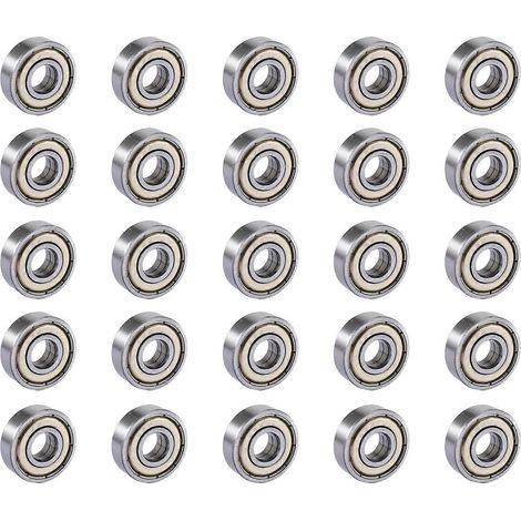 25 roulements 608 ZZ, roulements à billes miniatures à gorge profonde à double blindage métallique 608Zz (8 mm x 22 mm x 7 mm). (1/5)