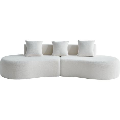 Canapé d’angle arrondi 3 places en velours, design moderne et modulable, assise confortable pour salon ou appartement, livré en 2 colis compact CHICFURN (1/5)