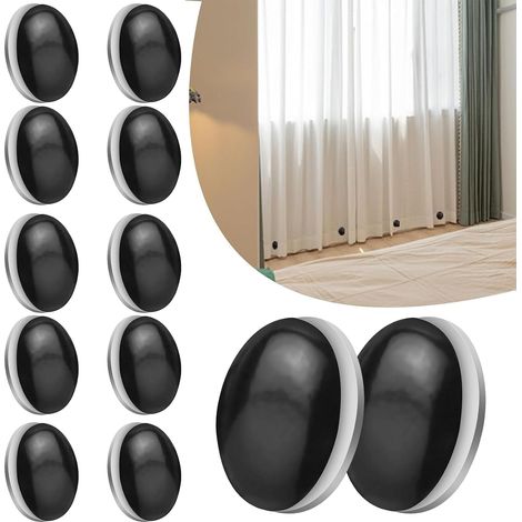 12 Paires Aimant Rideau De Douche, Contrepoids En Résine Noire, Pour Stabiliser Rideaux De Bain Et Fenêtres (1/5)