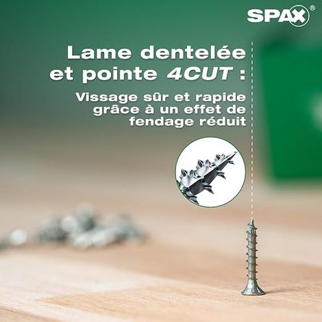 Vis universelles 4 x 40 mm Vis à tête fraisée filetage total empreinte cruciforme Z2 pointe 4CUT (1/3)