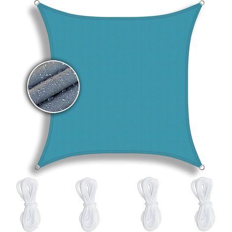 Rectangular shade sail, waterproof and UV resistant, ideal for terraces, sky blue, 3 x 4 meters (1/5)
