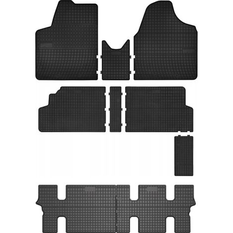 Alfombrillas de goma para coche: furgoneta Peugeot Expert II de reparto de 3 filas (2007-2016) - negras, a medida