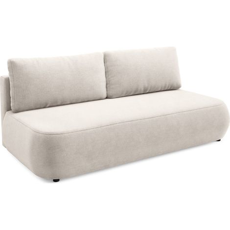 Zweisitzer Schlafsofa Brugnato, mit Stauraum, abnehmbare Kissen, verstellbar, 210x106 cm, Hellbeige