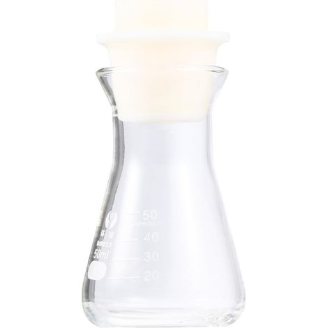 1pc Flacon Conique en Verre avec Bouchon Liège 50ml à Large Ouverture Mesure Précise Surface Lisse pour Étudiants en Chimie à L'école (1/5)