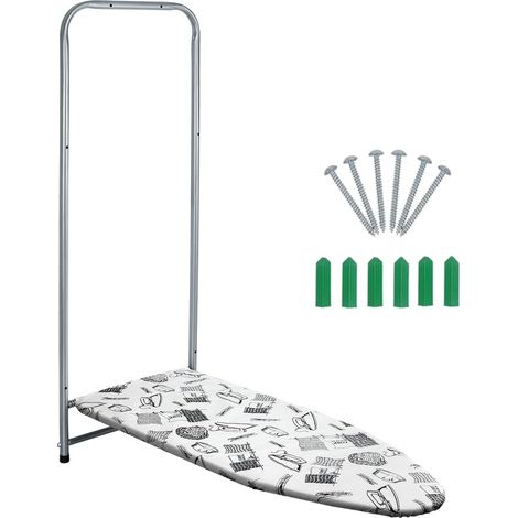 Planche à Repasser Pliable, Planche à Repasser Murale pour fers Vapeur, avec Housse supplémentaire, Blanc, 98x37cm (1/5)