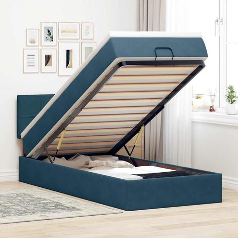 Ottoman-Bett mit Matratze & LEDs Dunkelblau 100x200 cm Samt (1/5)