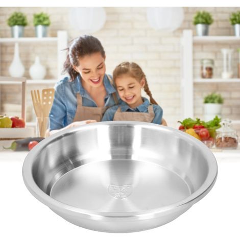 Assiette Creuse en Acier Inoxydable 26cm pour Salade et Soupe - Vaisselle de Service Robuste pour Cuisine (1/5)