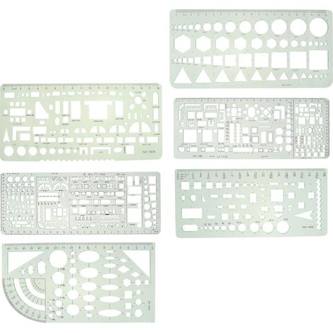 Kit de 6 gabarits géométriques en plastique vert pour la mesure et le (1/5)