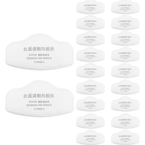 Ortviai Filtres KN95 pour masque anti-poussière – 20 pièces en coton électrostatique haute filtration (95 %), blanc, 14 x 8,3 cm