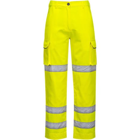 Pantalones de alta visibilidad para mujer de polialgodón con bolsillos y cintas reflectantes LW71 L Amarillo