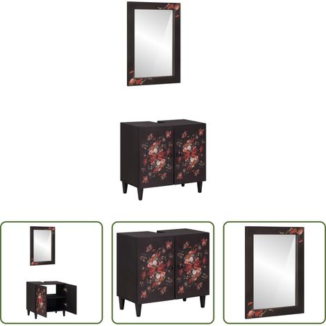 vidaXL Wandmontierter Schrank - Badezimmerschrank-Set Wandmontiert 2 pcs Massivholz Mango (1/5)