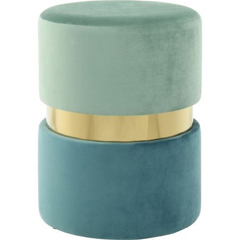 Sgabello Pouf Gipsy 800 in Velluto Mint e Petrolio (1/3)