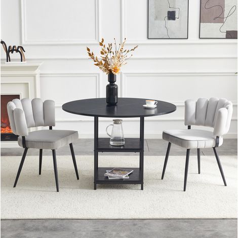 Set tavolo sedie rotondo 107 cm con 2 ripiani OKMYHOME (1/5)