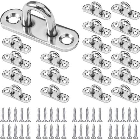 20 Pcs Crochets De Plafond En Forme U, Crochet Inox, Pontet Inox, Base 15 X 45mm, Support Mural Plaques À Œil Pour Fixer Les Cordons Sur Bateau, Yoga, Les Lustres, Quincaillerie (1/4)