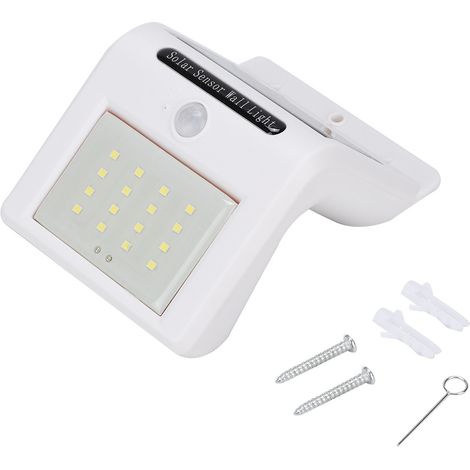Applique murale extérieure solaire blanche à 16 LED, étanche, avec détecteur de mouvement, pour jardin ou terrasse. (1/5)