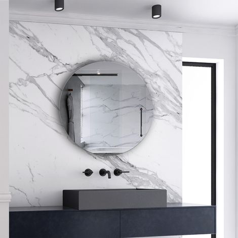 Biubiubath 50cm Round Bathroom Mirror Wall Mounted Mirror with HD Silver Glass Vertiacal IP44 Rated (1/4)