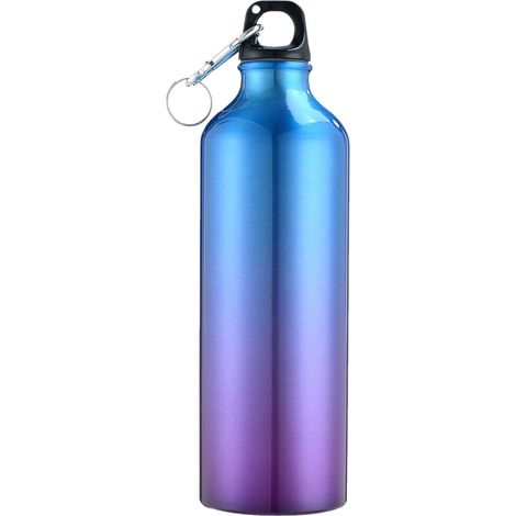 750-ml-Wasserflasche mit Karabinerhaken, tragbare Aluminiumflasche, wiederverwendbarer, auslaufsicherer Krug für Wandern, Reisen, Outdoor-Sport, Fitnessstudio und Fitness (1/5)