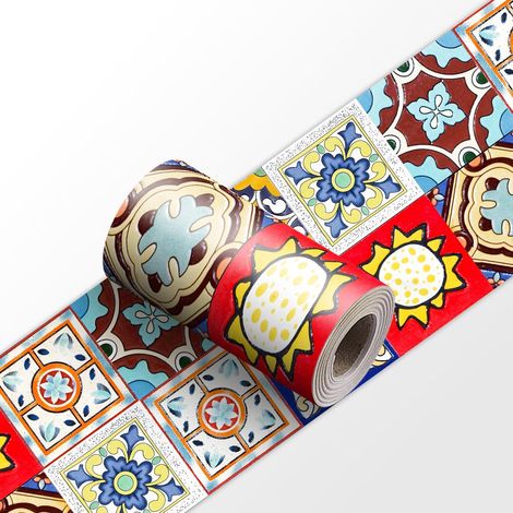 Frise Murale YX188 10cm X 240cm Adhesive Autocollante Papier Peint pour Décoration Intérieure Facile à Poser