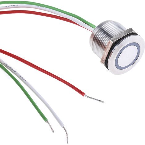 Interrupteur tactile Capacitif Momentané RS PRO, NO, 30V c.c., Illuminé Vert en Laiton, IP68 ( Prix pour 1 ) (1/3)