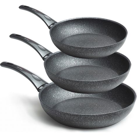TRADE SHOP - Set 3 Padelle 20 24 28cm Rivestite Con Polvere Di Diamante Padella Antiaderente - (1/3)