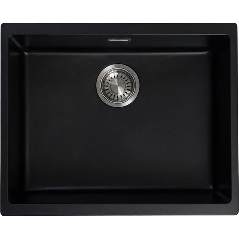 JASSFERRY Black Composite Kitchen Sink 575 x 465mm, Undermount Quartz Sink with Single Bowl (1/5)