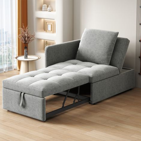 Canapé-lit rembourré — Canapé convertible multifonction 3-en-1, tissu en lin, design style méridienne, conçu pour les petits espaces de vie (1/4)