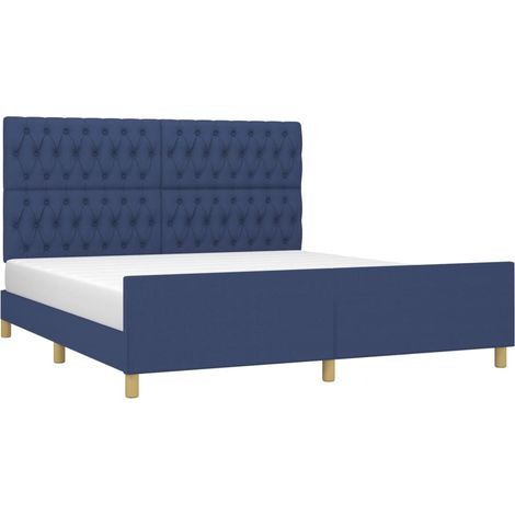 Cadre de lit sans matelas et tête de lit bleu 180x200 cm tissu vidaXL (1/5)