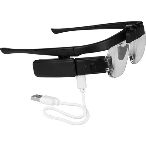 Vergrößerungsglas mit wiederaufladbarem USB-Kopfband, gratis Taschenvergrößerungsglas, LED-Licht, 6 verstellbare Linsen (1,5x, 2,0x, 2,5x, 3,5x, 4,0x, 4,5x) für Reparaturen, Lesen und Schönheitsanwend