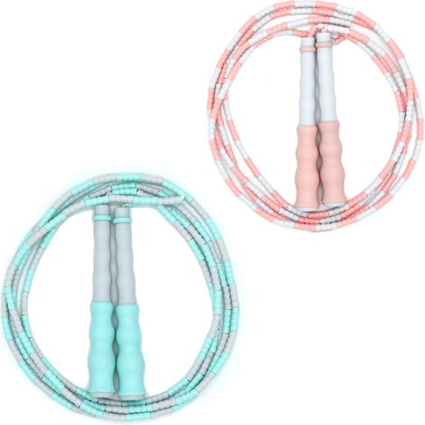 Corde à Sauter Enfants - Segmentée en Perles Souples TPU - Cordon Nylon Intérieur - Réglable en Longueur - Pour Entraînement Fitness Intérieur/Extérieur - 1 Pièce (1/5)