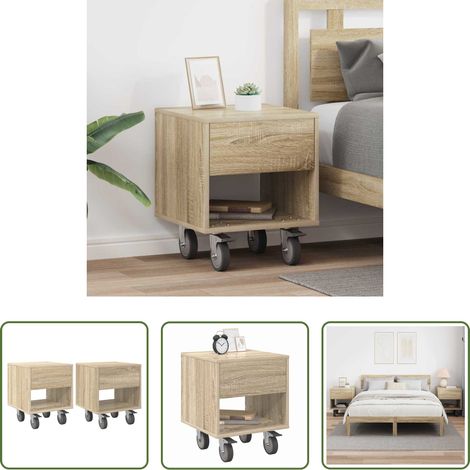 vidaXL Nachttisch Sonoma-Eiche - Nachttisch 2 pcs Sonoma-Eiche 40,5 x 40 x 48 cm Holzwerkstoff (1/5)