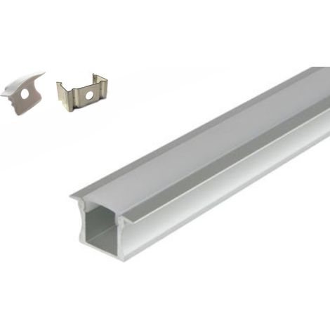 Perfil de aluminio de 5 metros empotrado con paletas ( 5 x 1 metro ) con difusor opaco de aspecto neón. (1/2)