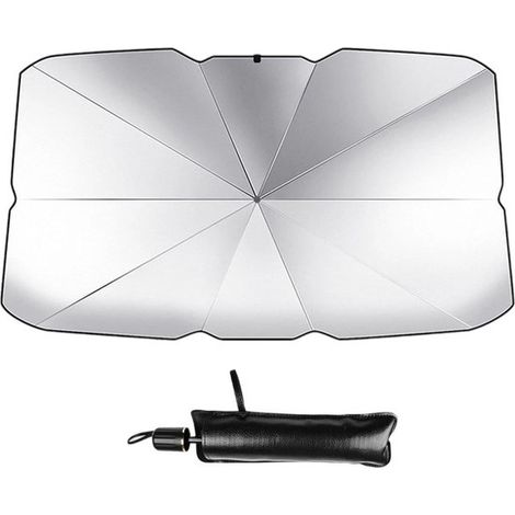 Pare-soleil de pare-brise pour voiture, résistant à la chaleur et pliable, idéal pour voiture, camping-car, camion, plage et voyages (145 x 79 cm). (1/3)