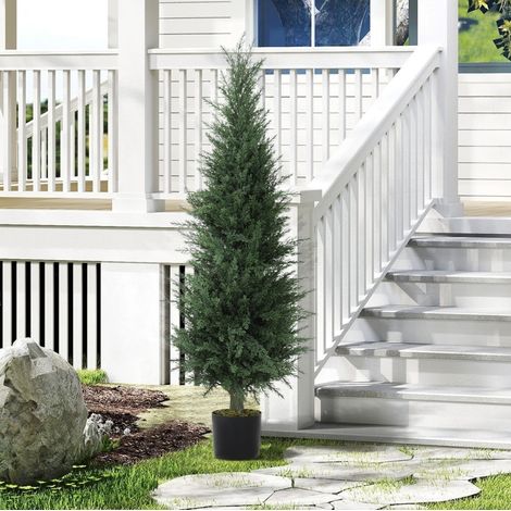 Cyprès artificiel 120 cm vert, 638 feuilles, résistant aux UV avec pot (1/5)