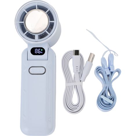 GARRYFIZH Ventilateur portable 5 vitesses pliable, silencieux, rechargeable, mini refroidissement à grande vitesse avec affichage numérique pour voyage, maison, plage, bleu (1/5)